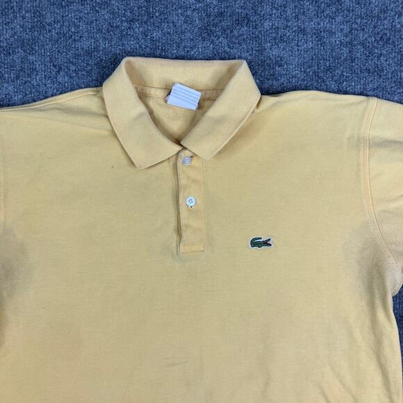 Lacoste Polo Mens  M Yellow Classic Fit Short Sleeve Cotton Embroidered Croc - Picture 1 of 10